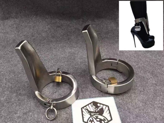 metal locking high heels