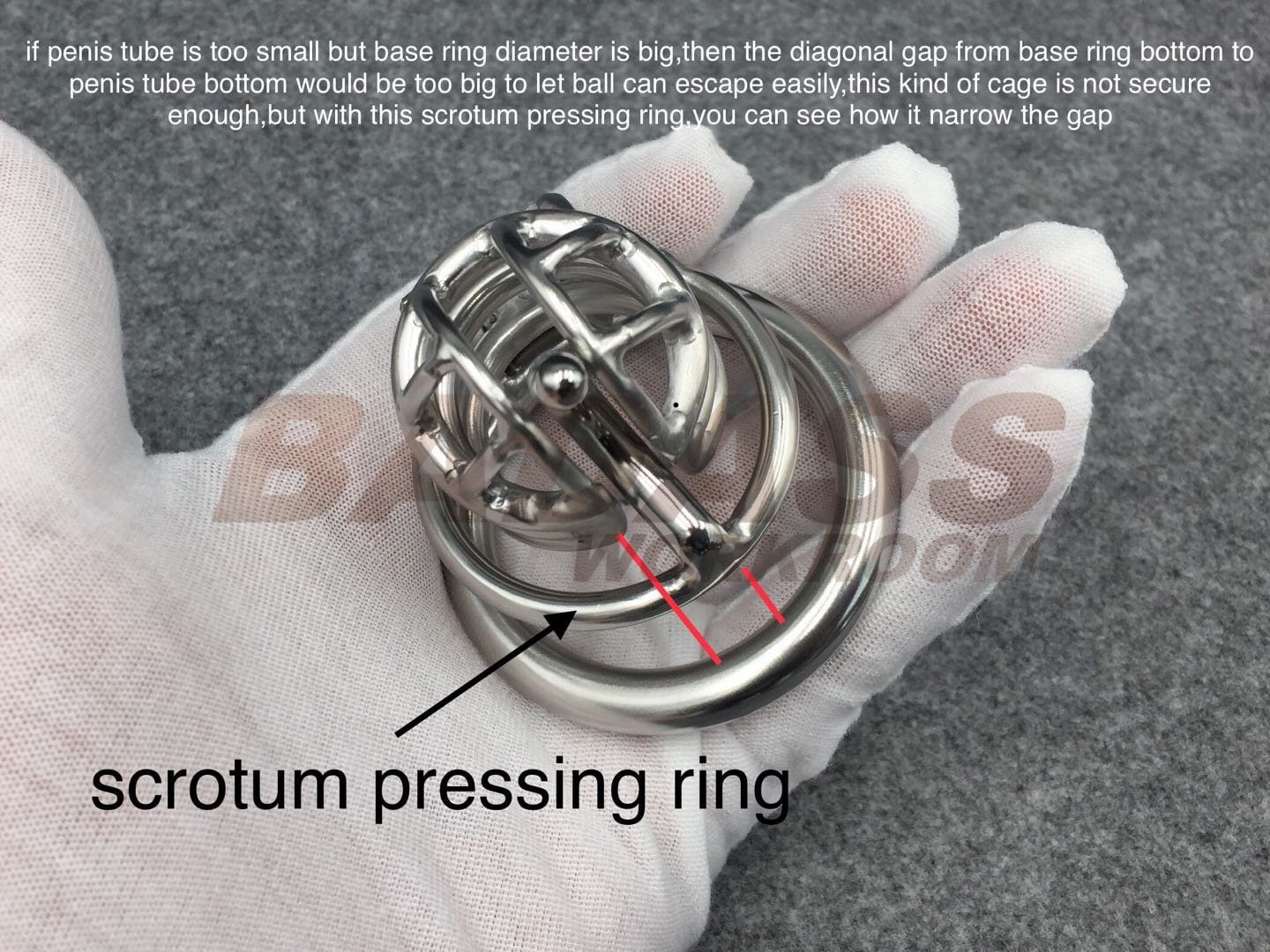 Personalice la jaula de castidad de acero inoxidable / titanio BA-08 con  anillo de base con bisagras -  España