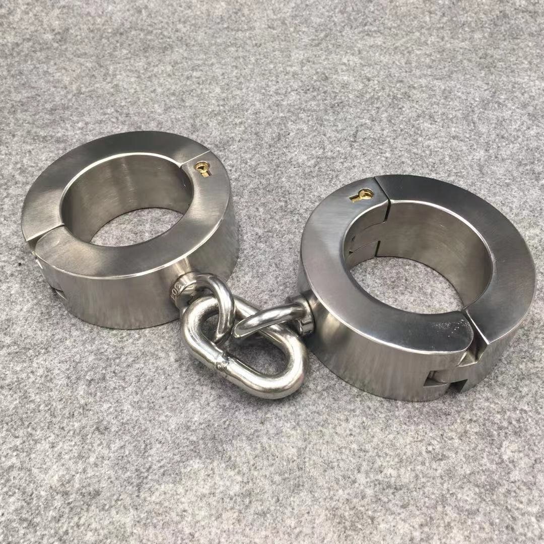 Stainless Steel Heavy Style Handcuffs Metal Bondage Gear
