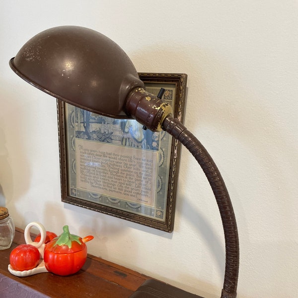 Industrial desk lamp with cast iron base