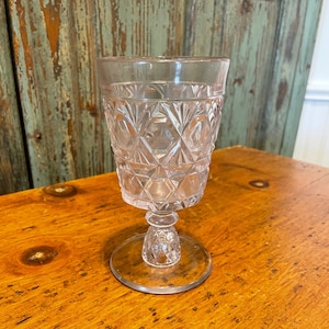 Antique goblet in a diamond pattern from a 3 piece mold.