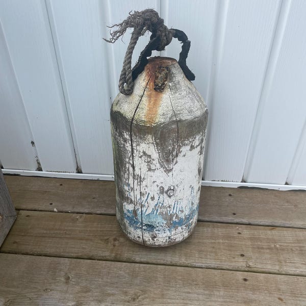 Antique hand carved well used wooden PEI buoy