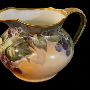 Antique Jean Pouyat Limoges Berry PItcher dated 1906 and signed by Artist
