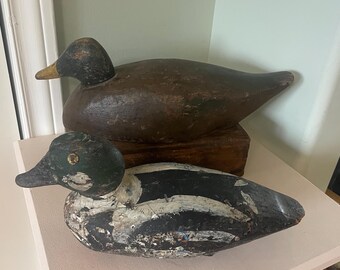 Pair of hand carved wooden duck decoys found in a barn in central PEI.  #2