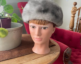 Silver Gray Mink Designer Hat With Swarovski Crystal Trim  display picture 1