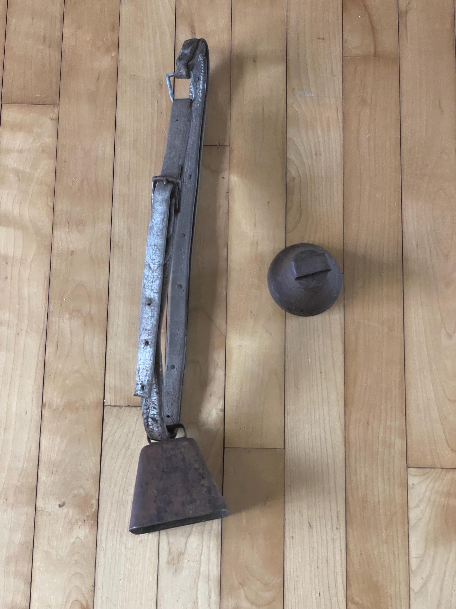 Goat Bell Ringer An Early Sheep or Goat Bell With the Original Gong and a Cow Bell With ...