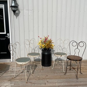 Set of 4 antique ice cream parlor chairs, bistro chairs