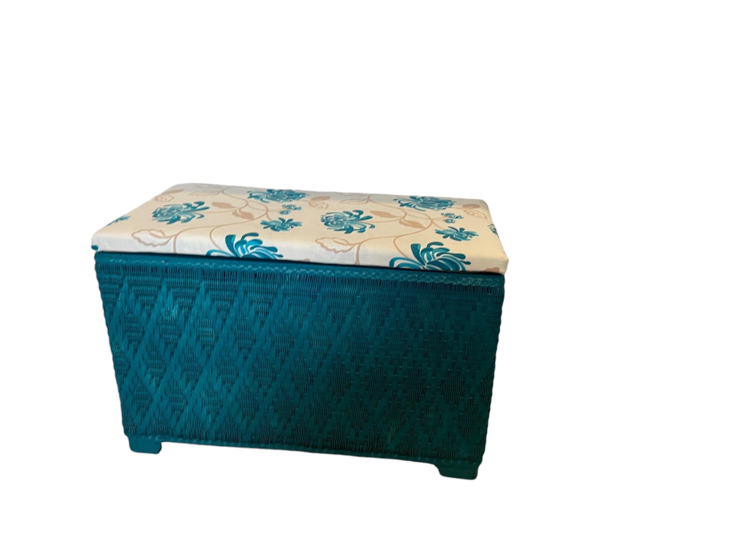 Large Vintage Mcm Wicker Hamper With Upholstered Seat With Large Vintage Mcm Wicker Hamper With Upholstered Seat With