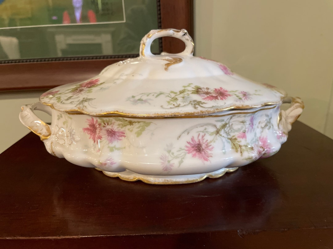 A Lanternier Limoges France Floral Vegetable Dish With Cover. Etsy