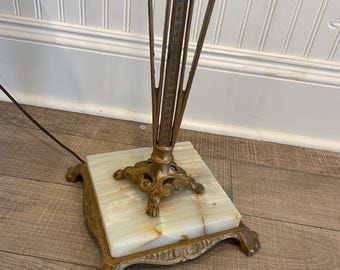 Incredible Antique Art deco Ornate brass/onyx 2 light Floor Lamp.