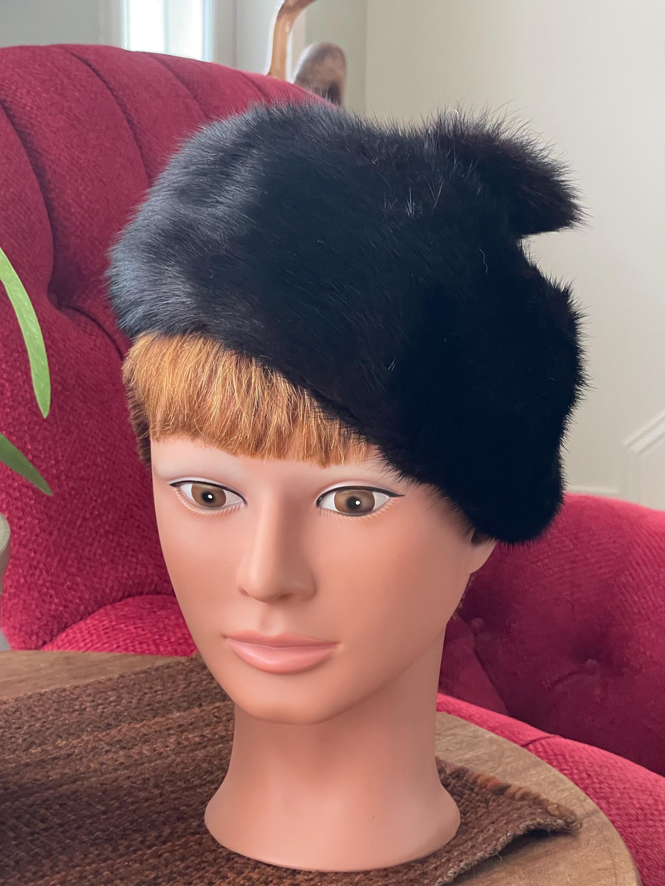 Vintage Adelaide Huhn Grosse Pointe Real Mink Fur Beret Hat‎ Brown Mink Satin mink beret products for sale | eBay main image 2