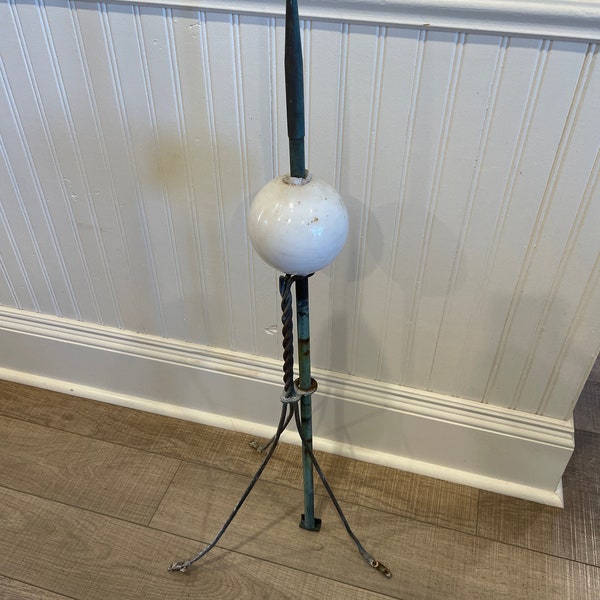 Antique Lightning Rod with white glass ball -  19th Century