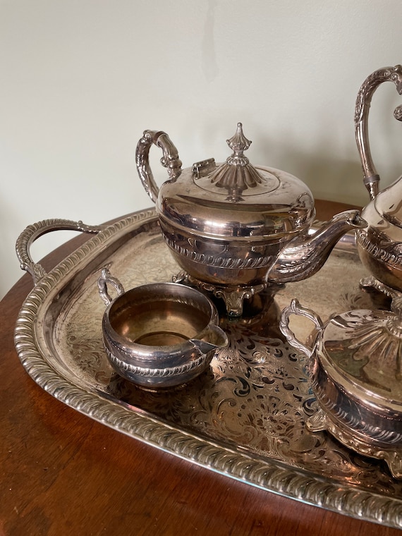 An Attractive Viking Plate Silver Coffee/tea Set on a Serving Tray