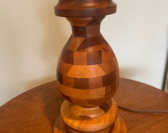 Birds eye maple, maple and walnut table lamp - hand turned in Western PEI.