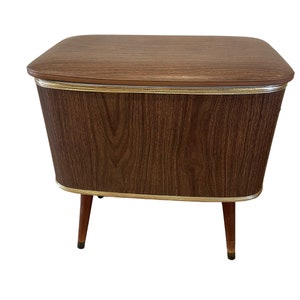 Vintage 50s Sewing Ottoman storage mid century modern atomic - made in Canada (Rockland Furniture)