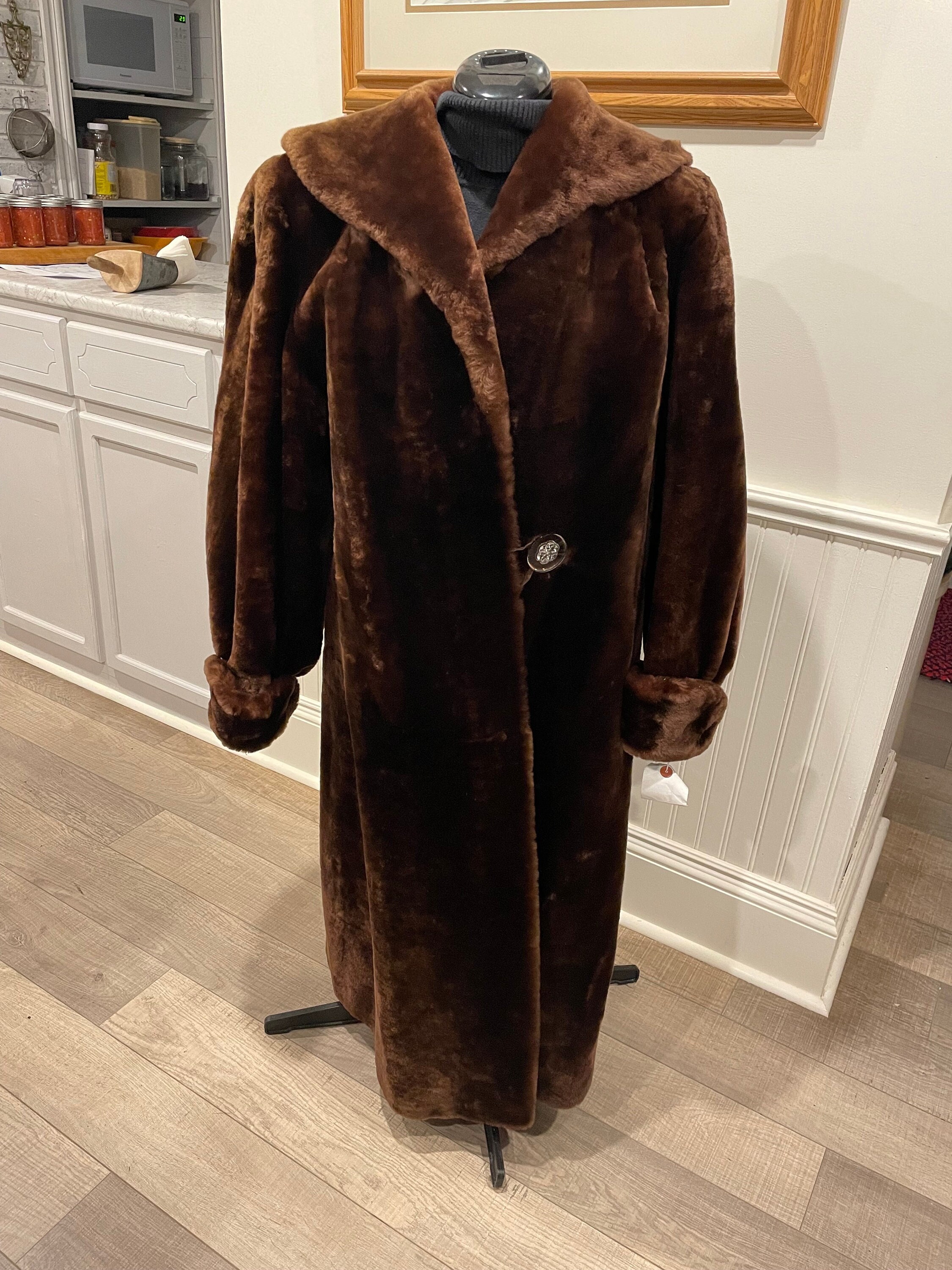 Ultra luxurious vintage full length mouton fur coat made in Canada