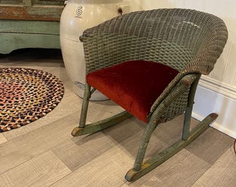 DOLL SIZED White Wicker Rocking Chair With Beaded Detailing - Etsy