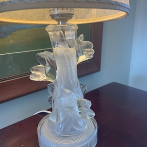 Small antique glass lamp with flowers