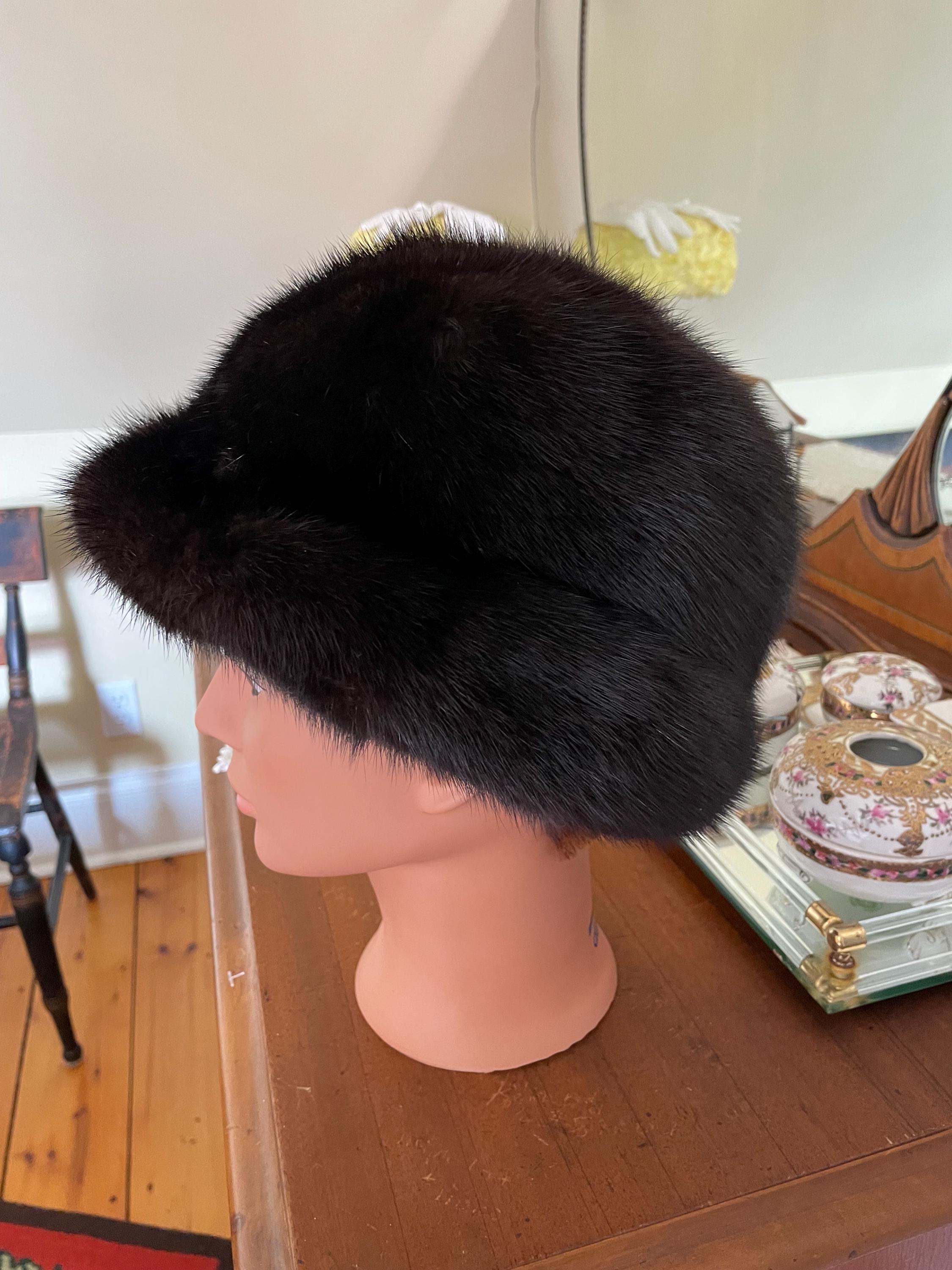 Vintage Black wool and mink Fur Women\'s Hat Vintage Fur Roller Hats available online. Keeps your head  main image 4