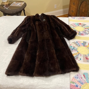 Stunning black/brown mink fur coat made in Canada for Scotia Furs