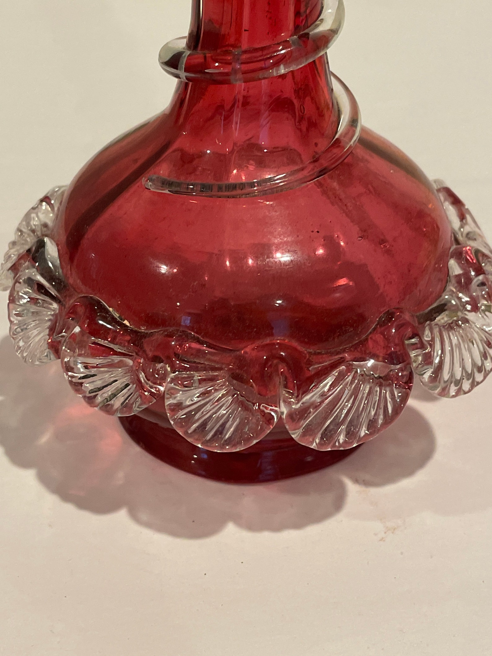 Antique Cranberry Glass Vase With Applied Clear Glass Rings - Etsy