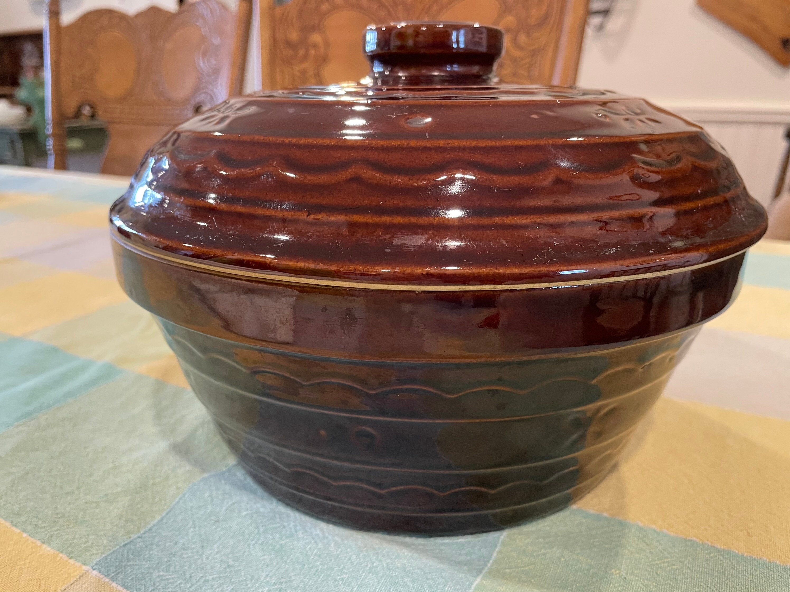Marcrest Stoneware daisy Dot Design mid Century Covered Casserole