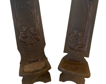 African Tribal Hand Carved Folding Palaver Chair from Rwanda