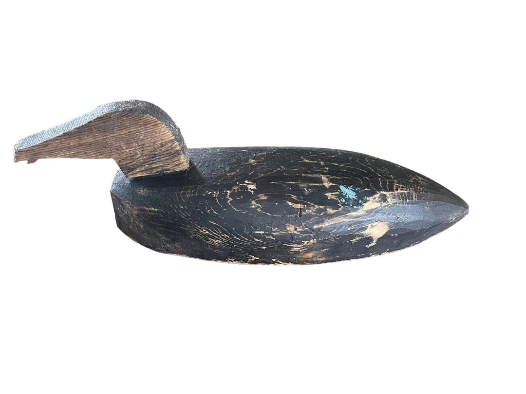 PEI Antique Black Duck Decoy With a Nice Body and a Crudely Replaced ...