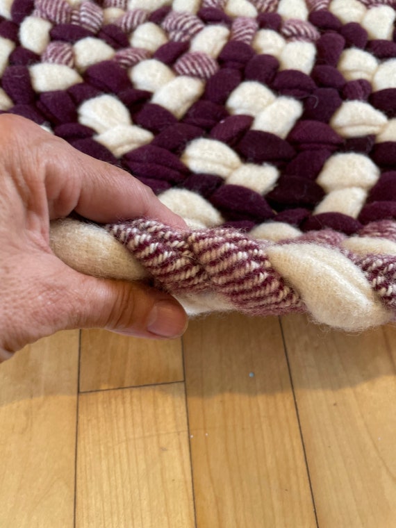 Thick Pure Wool Hand Braided Oval Rug 33 Long X 26 Wide Etsy