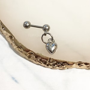 Brinco Coração Tragus - Joia de Piercing de Cartilagem de Aço Inoxidável 16G com Pingente de Coração - Brinco Tragus Barbell