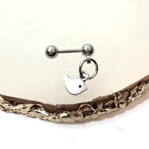 Bird Tragus Earring - 16G Stainless Steel Cartilage Piercing Jewelry with Cute Dainty Bird Dangle Charm - Helix, Conch, Barbell Earring