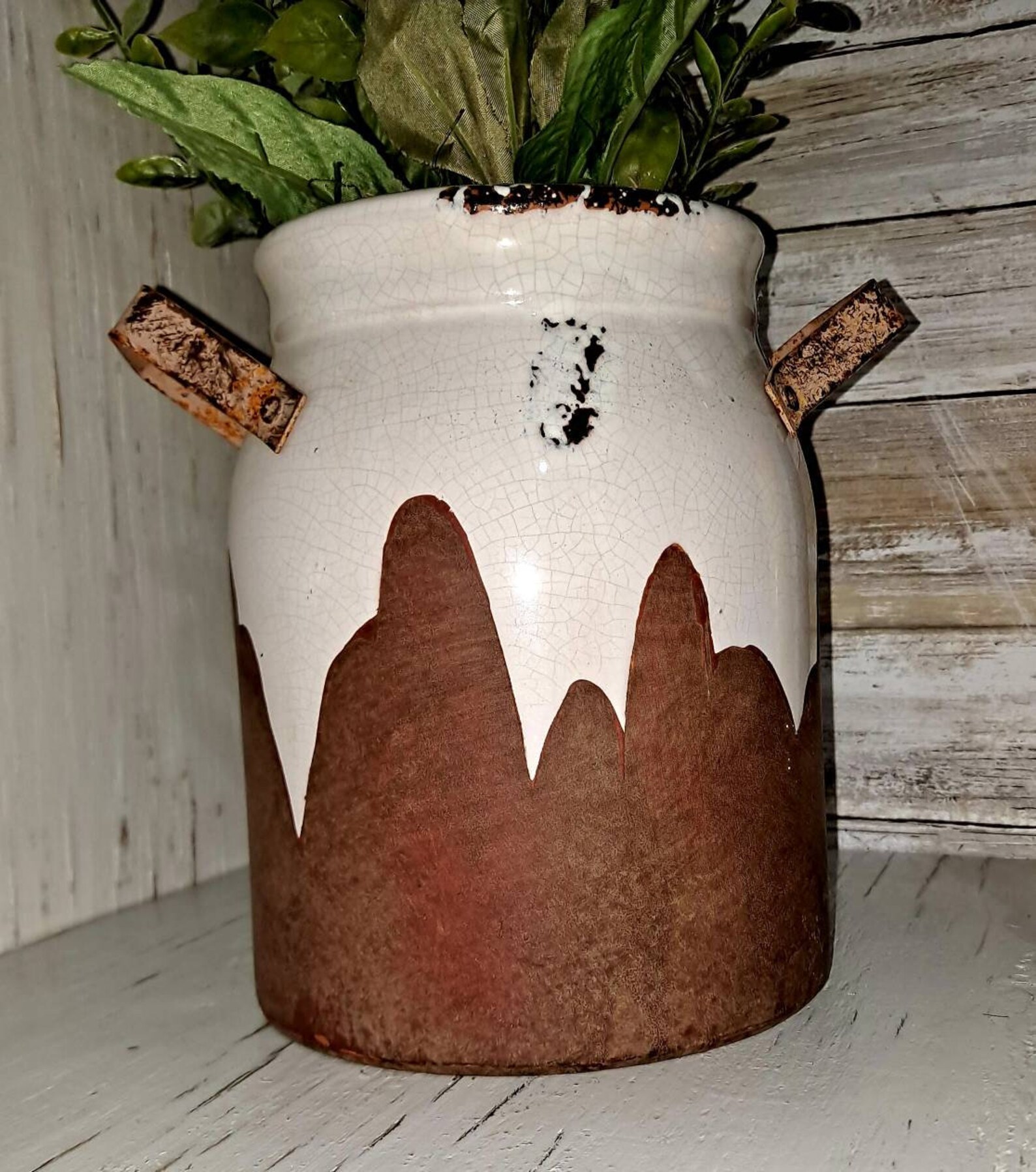 Farmhouse Milk Jug Ceramic Artificial Floral Fake Flower Etsy