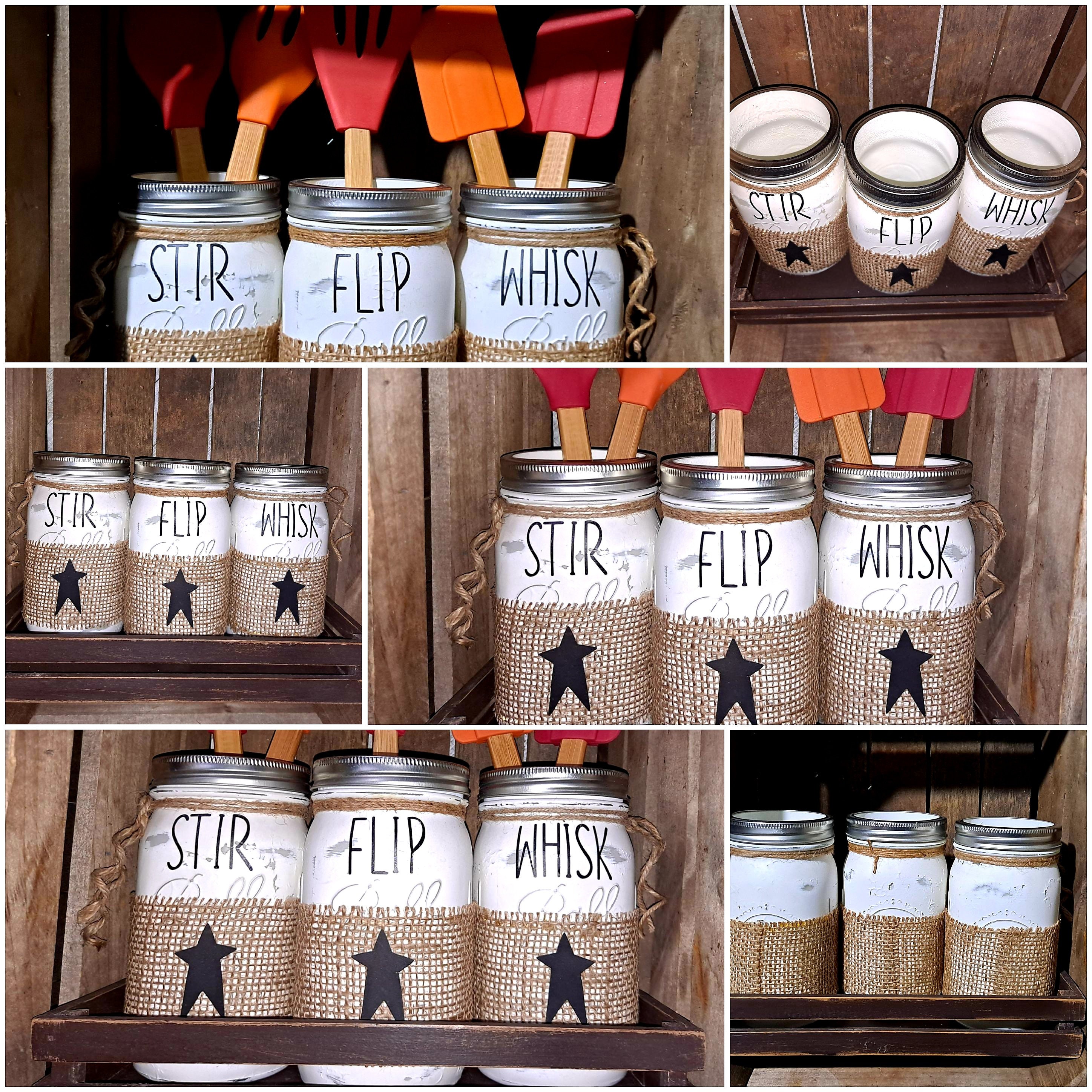 Granja Rústico Masón Jarra Cocina 4pc Utensilio Bote | Etsy