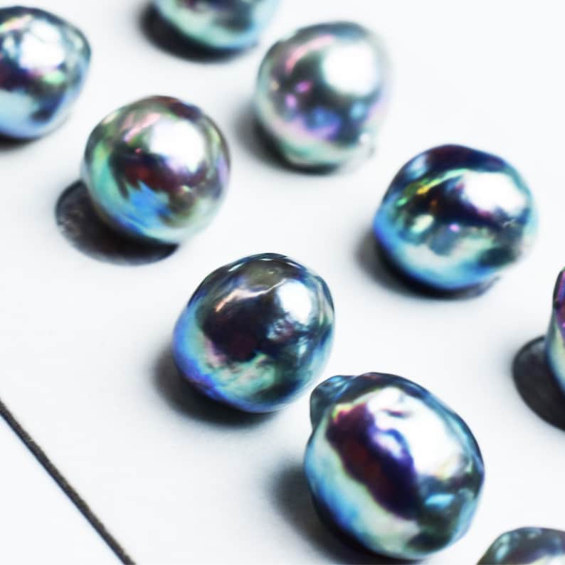 910mm baroque Natural Blue Real Akoya Pearl From Japan pair Etsy