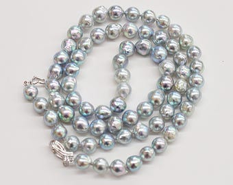 SALE Beperkt tot daadwerkelijk item Ketting natuurlijke kleur barokke parel 8 mm-9 mm echte Akoya Japan 26,7 inch starand akoyapearl choker reenspearl