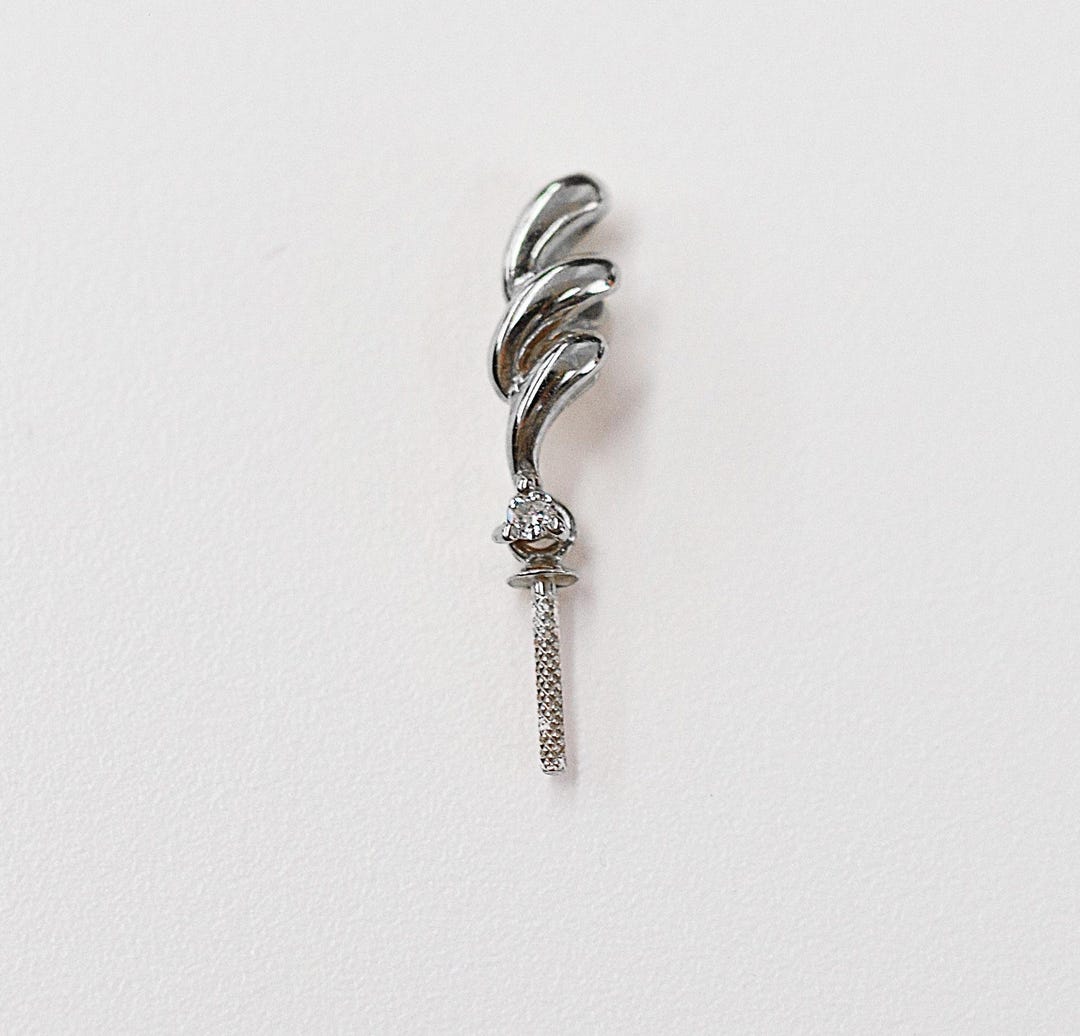 金具のみ 0.01ct K18WG ダイヤモンド ペンダントトップ ネックレス 