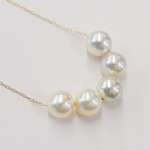 SALE Rare Natural color 9mm 9.5mm akoya pearl multi color through necklace 10K Real Japan reenspearl Japanese Seawater pearl zdjęcie 2