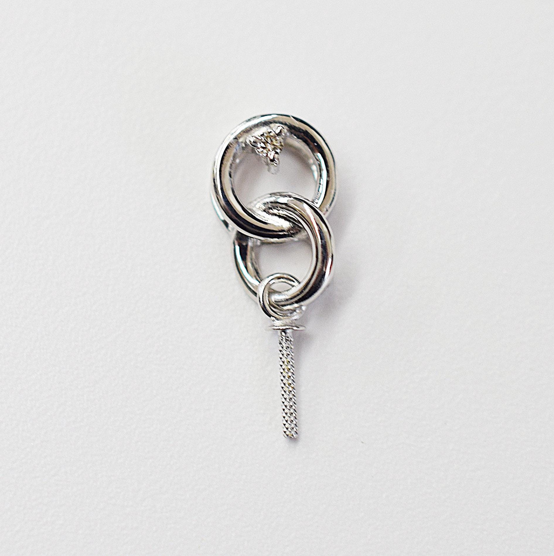 金具のみ 0.01ct K18WG ダイヤモンド ペンダントトップ ネックレス 