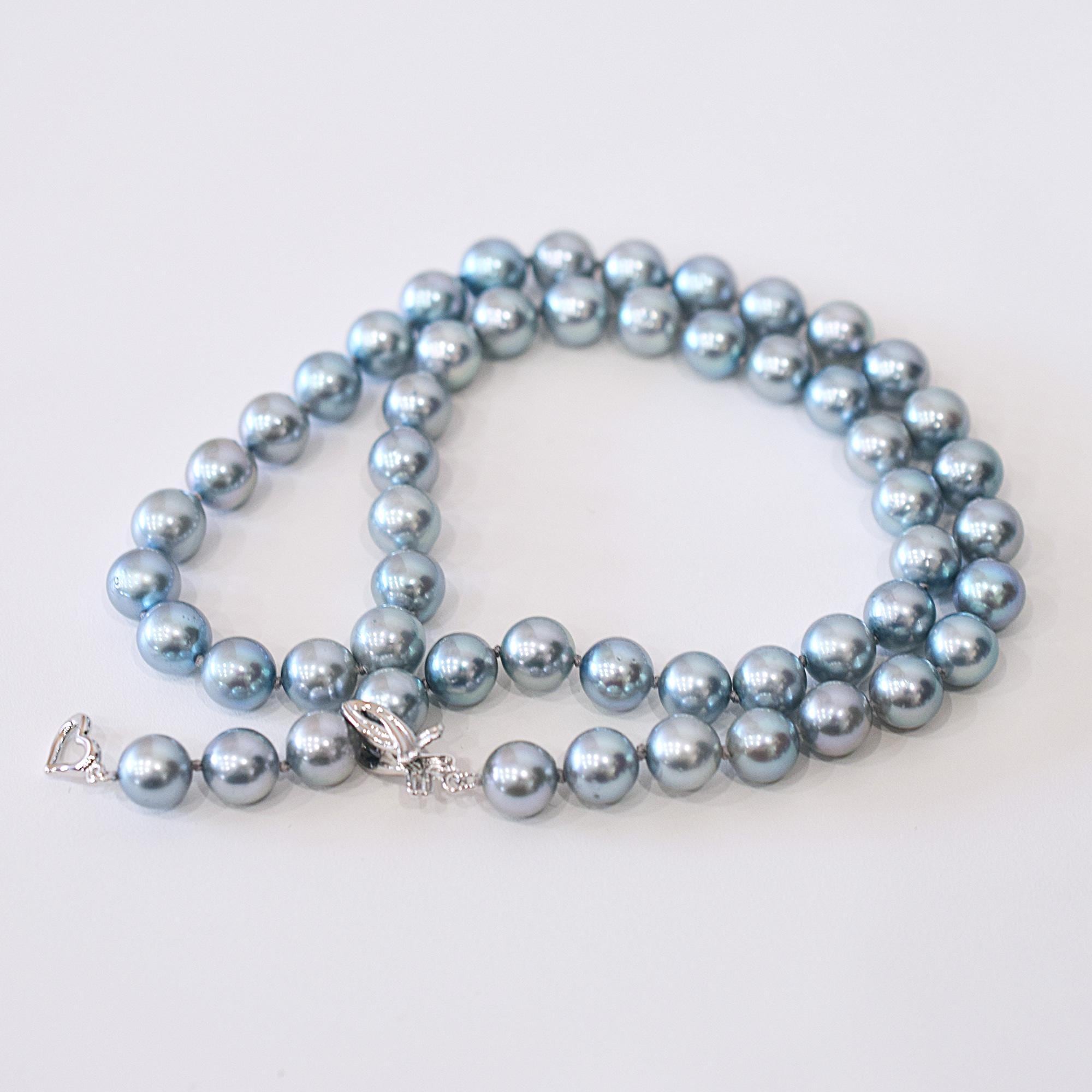 現品限り ネックレス コバルト染めカラーアコヤ真珠 8mm - 9mm 日本製