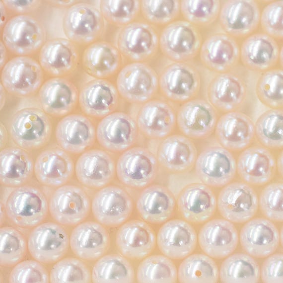 Pearl Shell 18K 7.5-8.5mm White Pink Sea Real Akoya Pearl