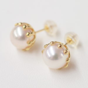 8-8.5mm hanadama rank White pink Sea Real Akoya Pearl Earrings K18 K14 From Japan 1pair Japanese pearl reenspearl akoyapearls