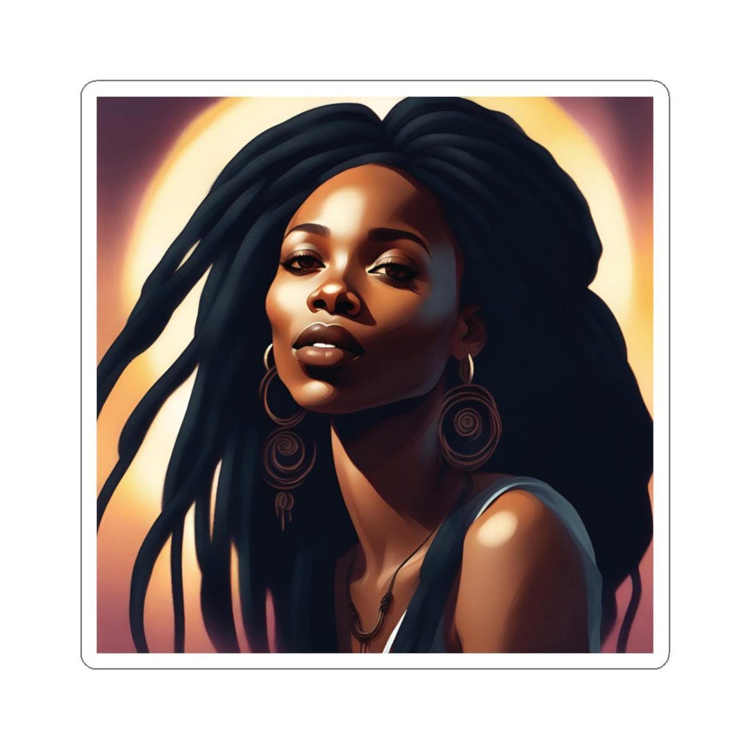 Dreadlocks Empress Laptop Sticker - Black Goddess Portrait Kiss-cut ...