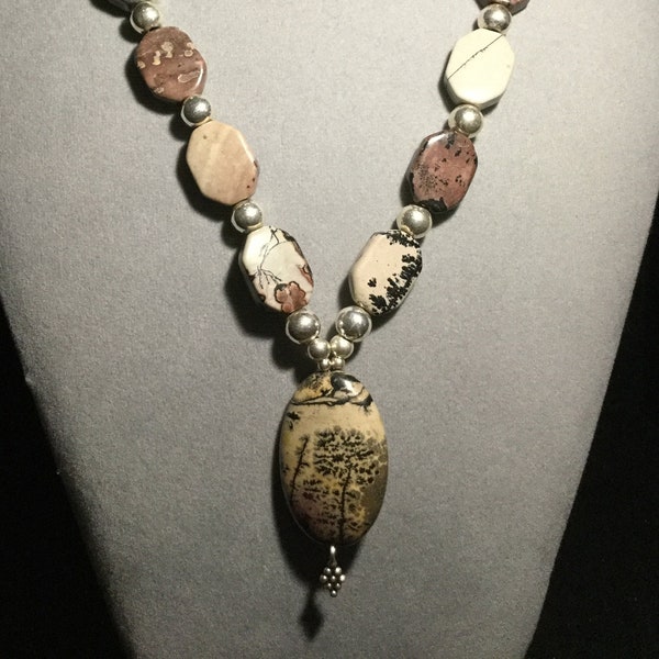 Crazy Horse Stone and Sterling Silver Bead Necklace