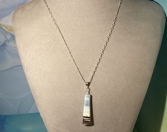 18” Owyhee Blue Opal Bead Pendant on Sterling Silver Chain Necklace