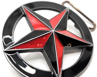 Nautical Star Belt Buckle Red and Black