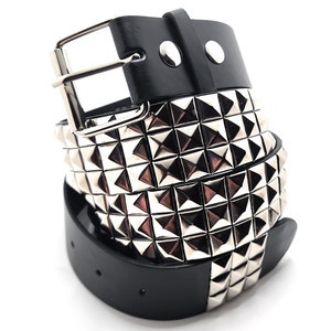 Silver on Black Pyramid Studded Belt Buckle-Friendly