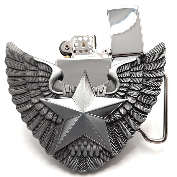 Nautical Star with Wings Lighter Belt Buckle