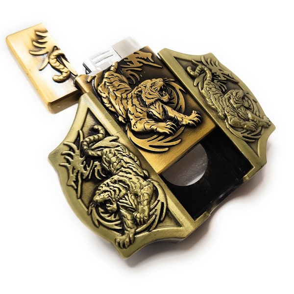 Triple Tigers Western Cowboy Bronze Plated Lighter Belt Buckle