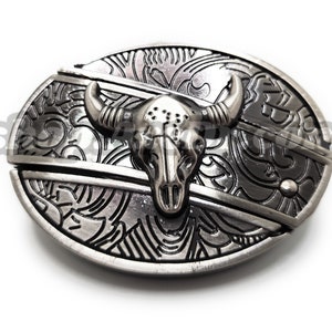 Cattle Skull Folding Knife Belt Buckle image 3