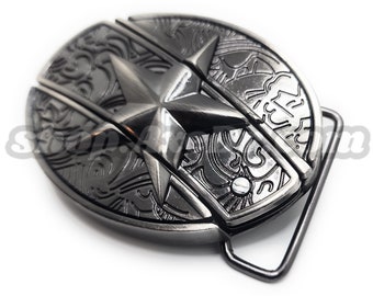 Silver Star Folding Knife Belt Buckle